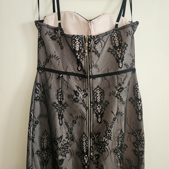 Fashion Nova Pink & Black Lace Corset Style Midi Dress Size Large - Picture 4 of 7